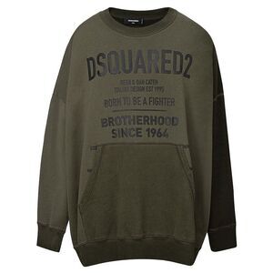 Dsquared² Oversized Crew Neck Sweatshirt Men Green Sweaters
